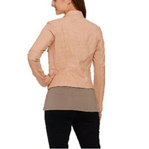 NWOT G.I.L.I. front tonal leather jacket w/pockets blush pink tan sz 8